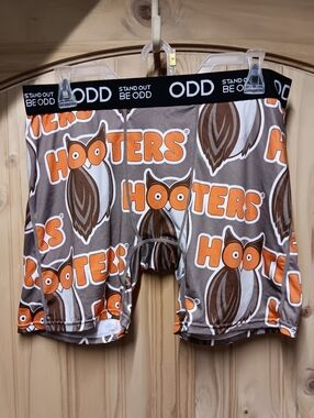 Men's Hooters Logo Boxer Shorts - Brown/Orange NWOT